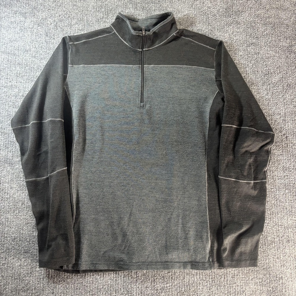 Kuhl Pullover‎ Mens Large Gray 1/4 Zip Mock Neck Colorblock Hiking Long Sleeve